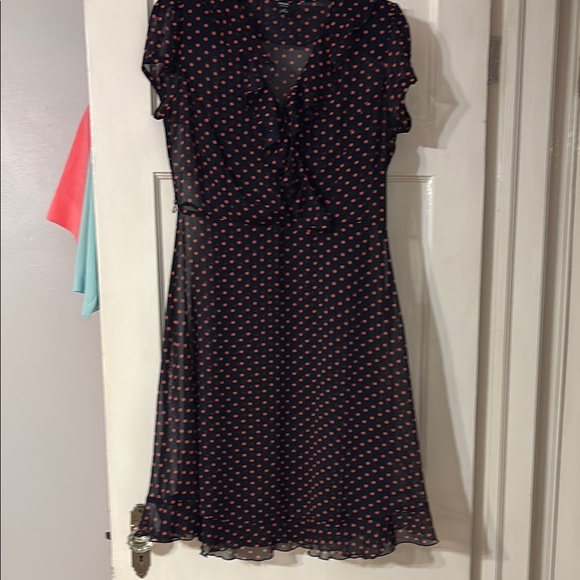 MSK Dresses & Skirts - Navy blue with salmon colored polka dot dress